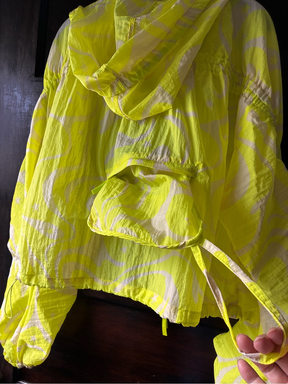 JoyLab Neon Yellow Hooded packable windbreaker Full Zip lightweight Jacket M - Picture 8 of 9